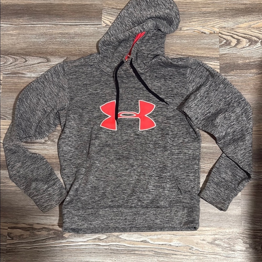 Under Armour ColdGear Women Grey Pink Space Dye Pullover Hoodie Size Medium MD